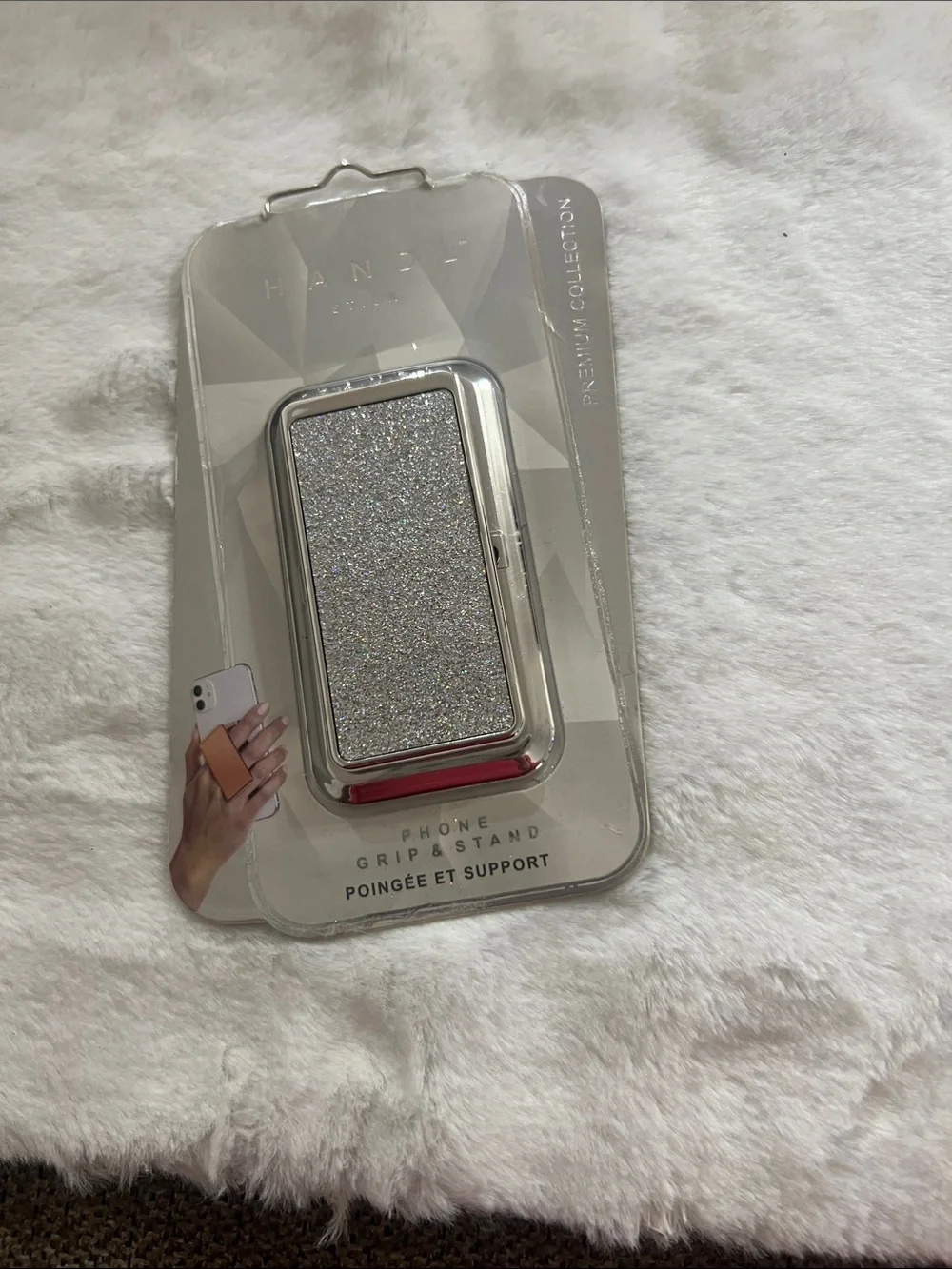 Landau Silver Glitter Phone Grip & Stand